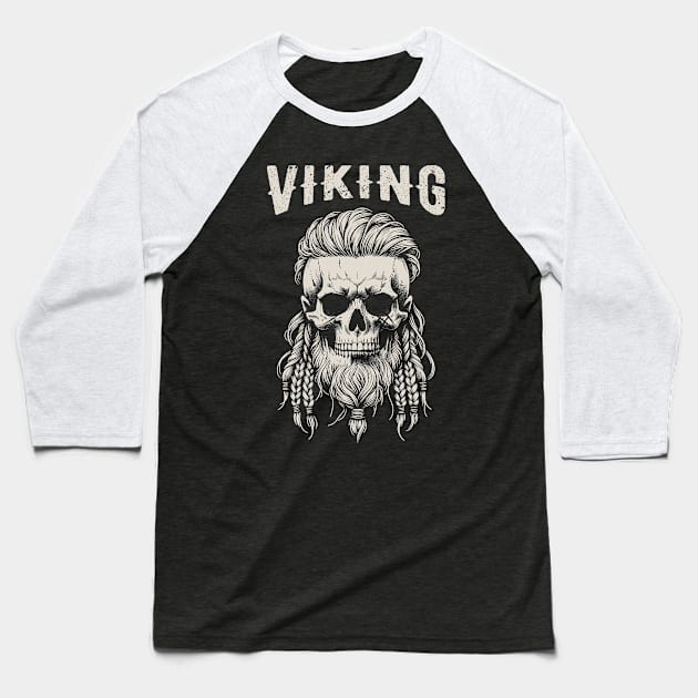 Viking Skull Baseball T-Shirt by Yopi